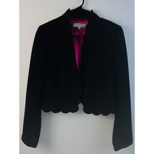 Kasper Separates Blazer Jacket Women's Petite 12 Open Scalloped Hot Pink Black